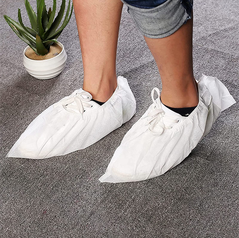 [AUSTRALIA] - Fashionapple 100 Pcs White Disposable Non-Woven Fabric Shoe Covers Carpet Cleaning Floor Carpet Shoe Covers 