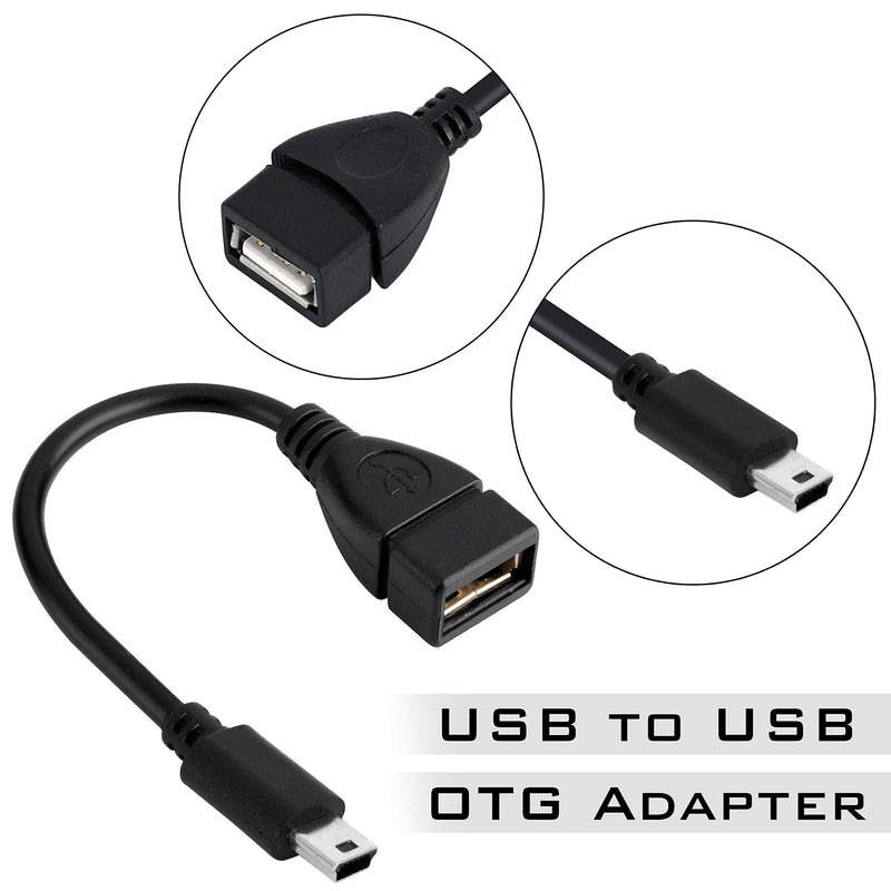 Mini USB OTG Cable for Digital Cameras - USB A Female to Mini USB B 5 Pin Male Adapter Cable 1 Pack
