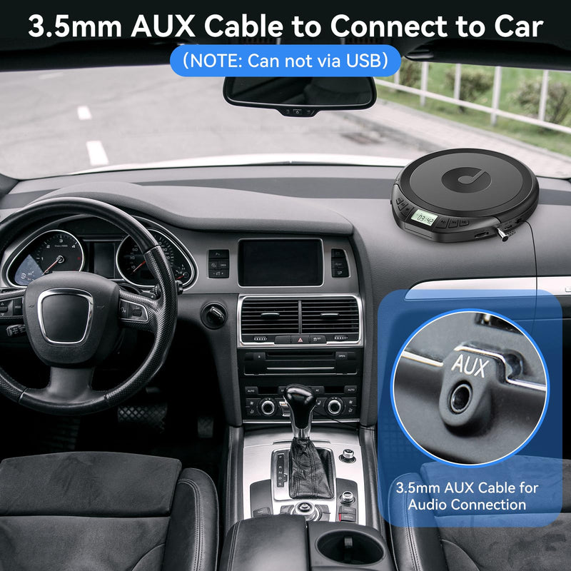 [AUSTRALIA] - Gueray Portable CD Player with Earphones,CD Discman for Car Home with Anti-Skip Shockproof Protection,Personal Discman CD Music Player with LCD Display Support PROG Memory Function H-01 Black 