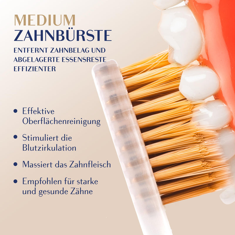 [AUSTRALIA] - Manual Toothbrush Medium for Adults, Floss Toothbrush with Gold, Pink Royal Denta 