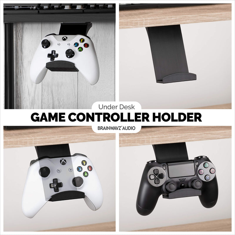 Gamepad Under The Desk Mount Holder Hanger for Xbox One, Switch, PS4, PC, Steam, Steelseries & Most Game Controllers, No Screws, VHB Tape, by Brainwavz (Black, Improved Adheasion Nov2019) Black