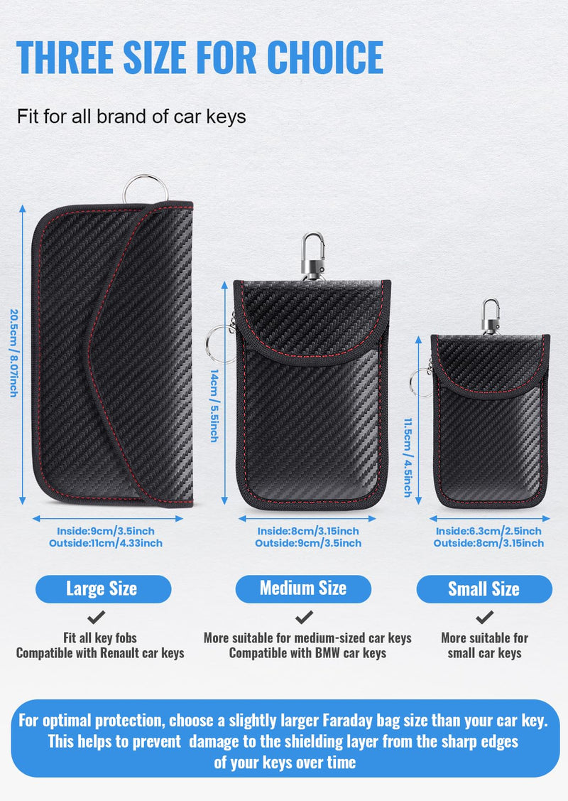 Lanpard Faraday Bag for Key Fob(2 Pack), Cage Protector, Car RFID Signal Blocking Key Fob Protector, Double-Layers of Shielding Carbon Fiber Material Anti-Theft Pouch Small Size ( 3.15 x 4.5 inches)