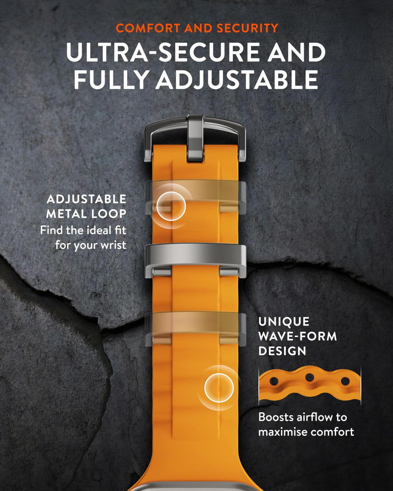 Mous Active Apple Watch Strap Compatible with Apple Watch Straps 42mm 44mm 45mm 46mm 49mm, Orange