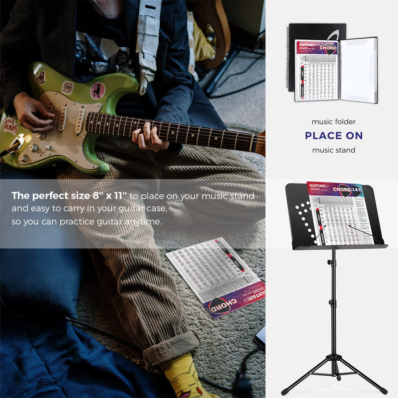 TiMitA Guitar Chord Chart of Essential Chords | Scales | Triads | Circle of Fifths, 8'' x 11'' Visual Chords Reference Guide Charts for Beginners, Guitar Theory Cheatsheets of Acoustic Electric Guitar 8x11 inch