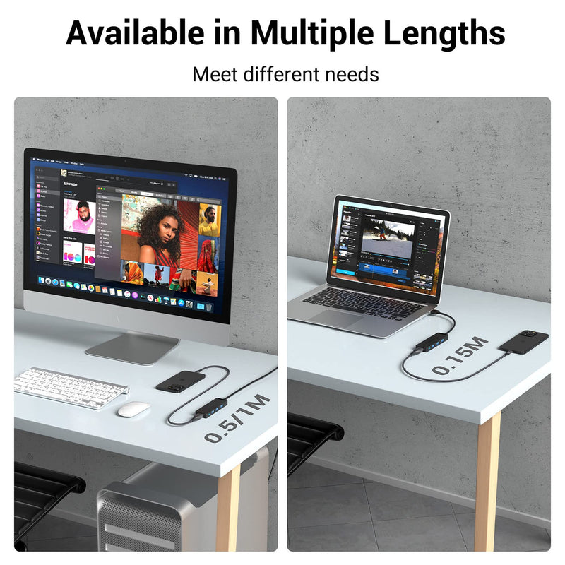 USB Hub, VENTION 4-Port USB 3.0 Hub Ultra-Slim Data USB Splitter Charging Supported Compatible with MacBook, Laptop, Surface Pro, PS4, PC, Flash Drive, Mobile HDD (0.5FT/0.15M) 0.5FT USB-A HUB