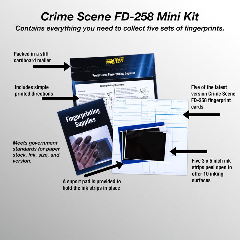 Crime Scene FD-258 Fingerprint Kit: Five Cards, Ink and Directions for use (Full) Full