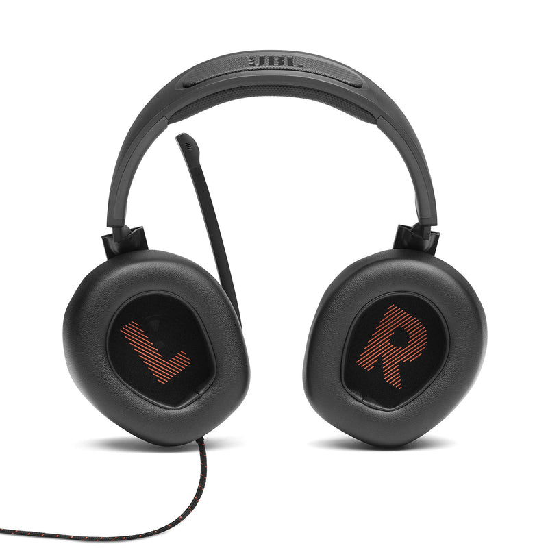 JBL Quantum 200 - Wired over-ear gaming headset with Voice focus directional flip-up mic and memory foam ear cushions (Black) Large