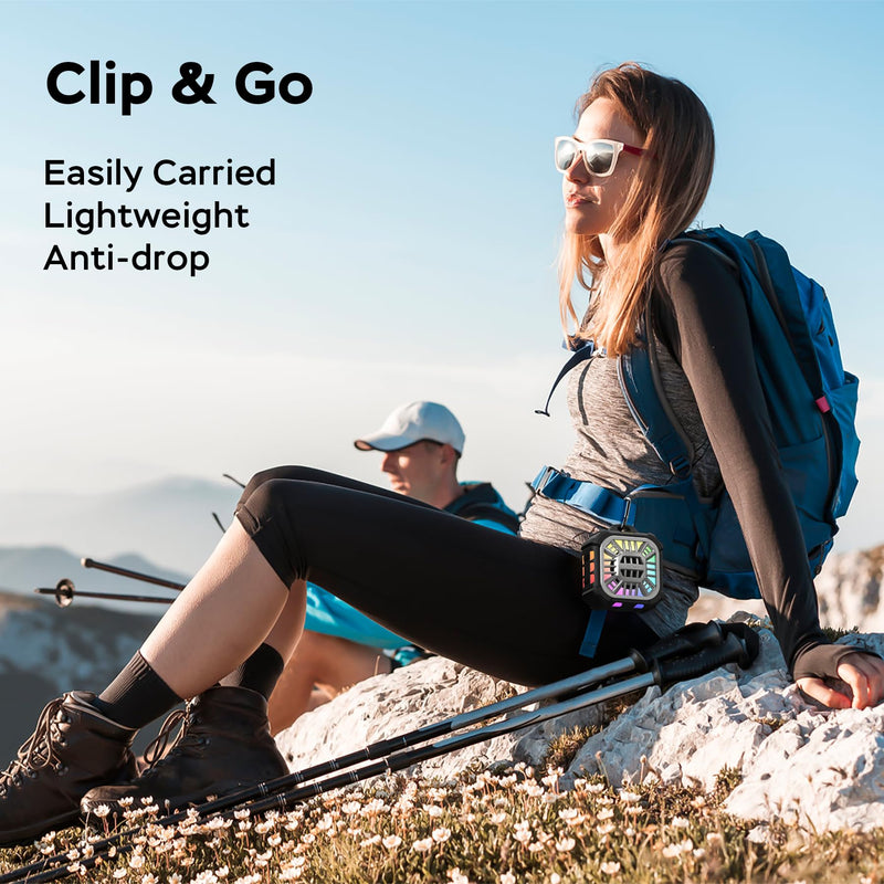 [AUSTRALIA] - INSMY IP67 Waterproof Bluetooth Speaker, Shower Speaker Portable Small Clip-on, Multi Sync 100+ Speakers, Big Volume Booming Bass, 24H Playtime/Floatable/RGB Lights for Outdoor/Kayak/Beach (Black) Black 