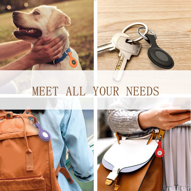 4 Pack AirTag Holder with Keychain AirTag case with Anti-Lost Keychain, Protective Air Tag, Item Finders, for for Dog, Cat, Luggage, Wallet, Backpacks Popular