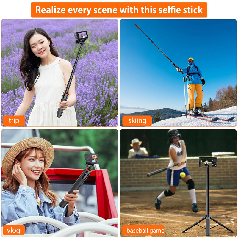 [AUSTRALIA] - VRIG Extendable Selfie Stick Tripod for GoPro Max Hero 10 9 8 7 6 5 4, DJI Osmo Action, Insta 360 One R and More Action Camera（55.1''） 55.1'' 