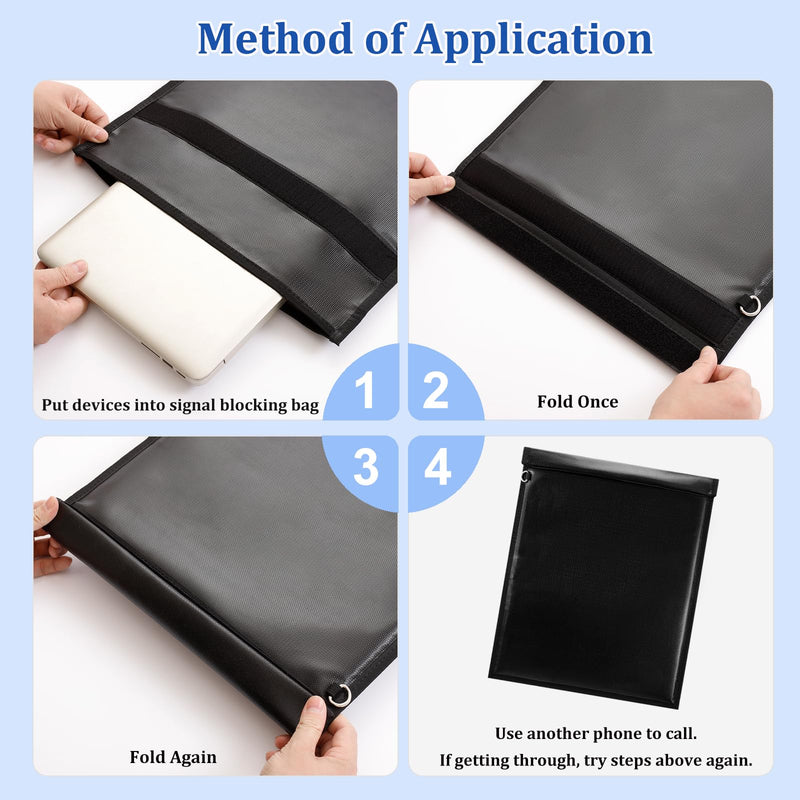 4 Pack Faraday Bags for Phones & Tablets & Laptops & Radio, Faraday Key Fob Protector, Faraday Cage for Anti-Theft Anti-Tracking, Fireproof & Waterproof Faraday Bag, RFID Signal Blocker Faraday Pouch 4pcs
