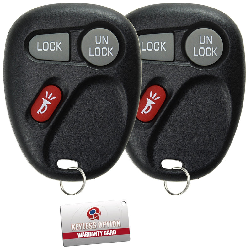 KeylessOption Keyless Entry Remote Control Car Key Fob Replacement for 15732803 (Pack of 2) black