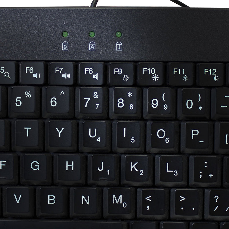 Adesso AKB-110EB - SlimTouch 110 3-Color Illuminated Mini Keyboard, 12 inches, Black