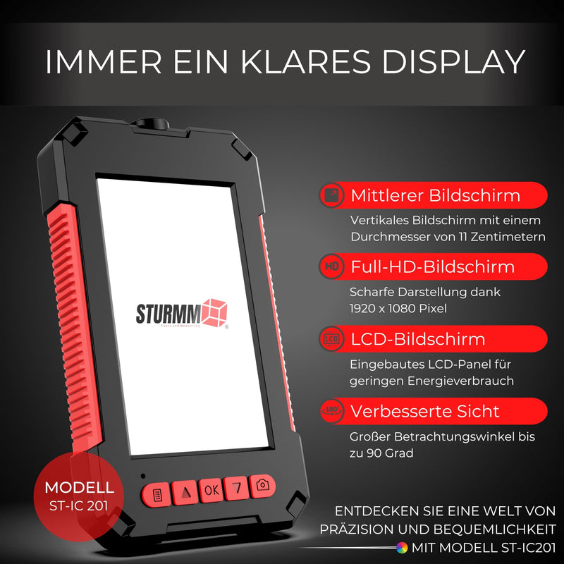 Industrial Endoscope with Single Camera, 5 Meter Cable and 4.3 Inch LCD Display