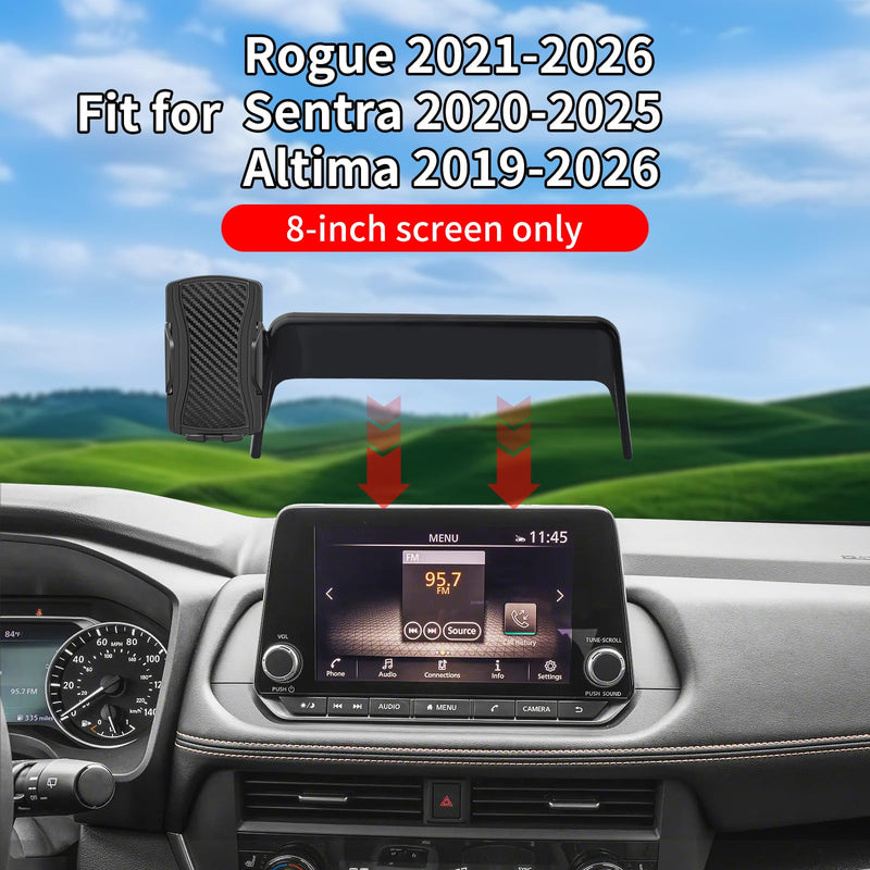 Car Phone Holder for Nissan Rogue 2021-2026 / Sentra 2020-2025 / Altima 2019-2026（8 inch screen），for Smartphone Cradle Auto Accessories Bracket Anti-Shake，360 Degree Rotation，for All Cell Phones