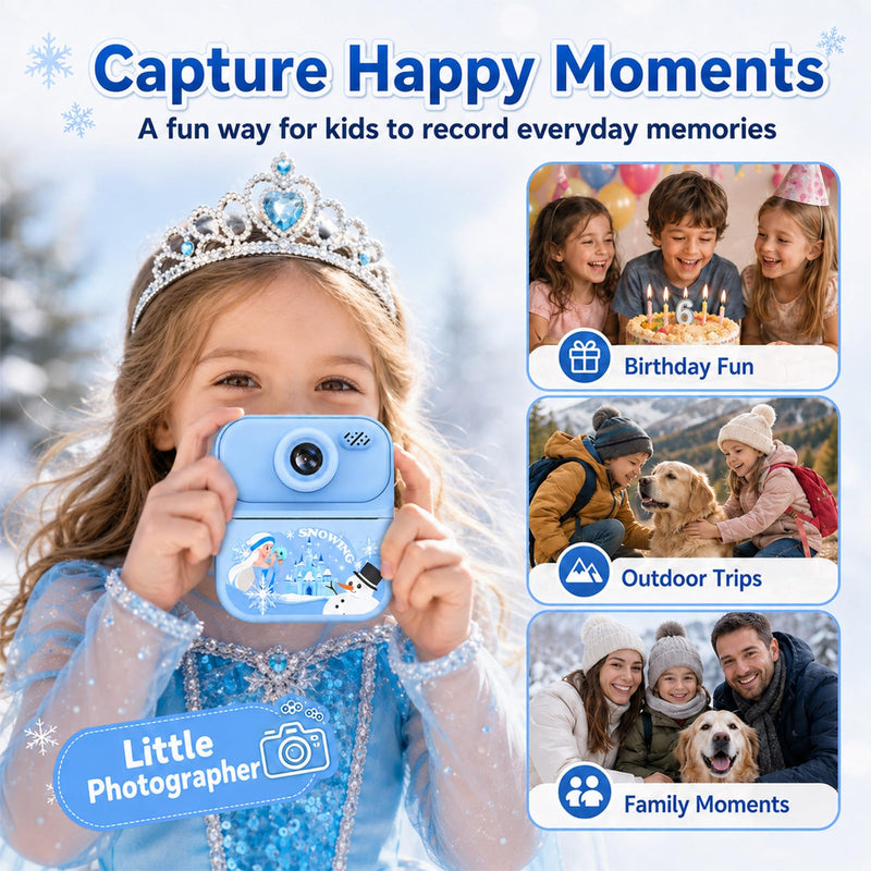Frozen Kids Camera Instant Print Frozen Toys for Girls,1080P HD Dual-Lens Selfie Digital Camera with Print Paper & 32GB SD Card Christmas Birthday Gifts Toys for Girls Age 5-16 Years Old