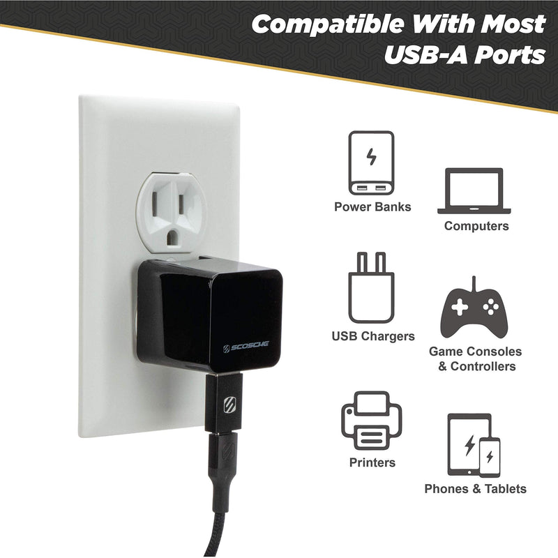 SCOSCHE ACA-2PKSP Strikeline USB Type-C to USB Type-A Adapter 2-Pack - Black