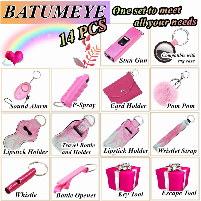 BATUMEYE Gift Set for Woman with Card Holder, Wristlet Lanyard,Pom Pom Ball,Travel Bottle Holder… Pink