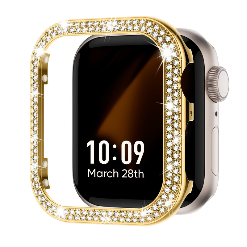 Missair Stainless Steel Metal Band and Bling Metal Case Compatible with Apple Watch 41mm Series 9 8 7