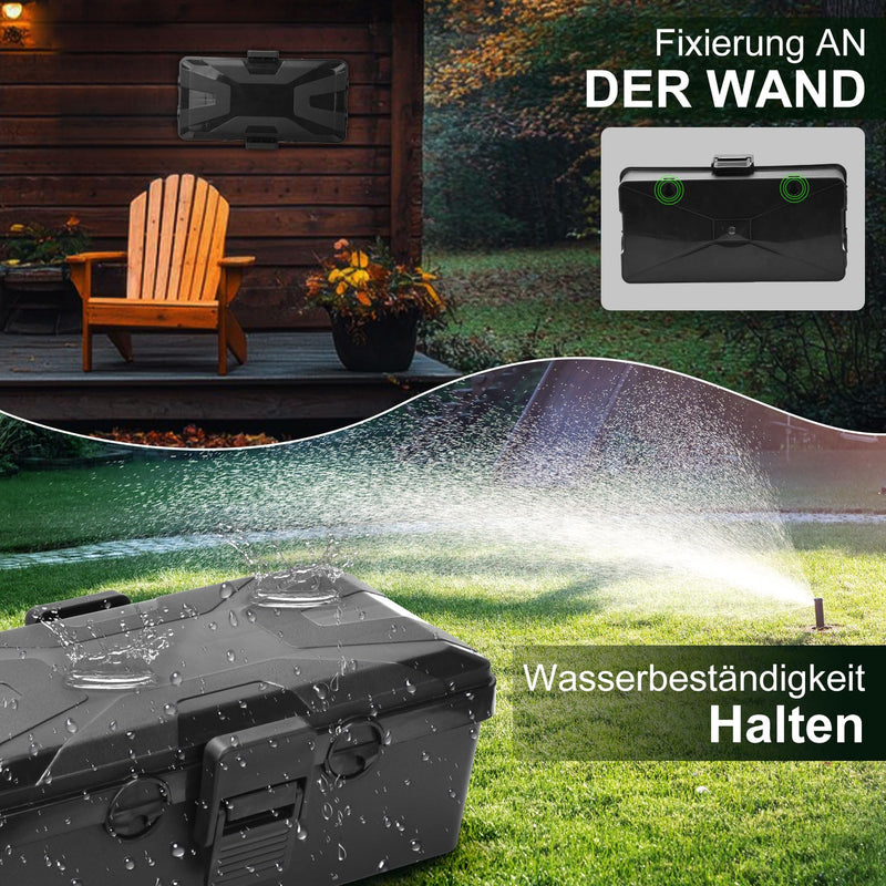 Waterproof Cable Box, Garden Cable Box, Waterproof for Outdoor Use, IP54 Safe Box, Safety Box, Weatherproof Cable Box, Extension Cable Covers, Protect Socket, Timer, Plug mittelgroß