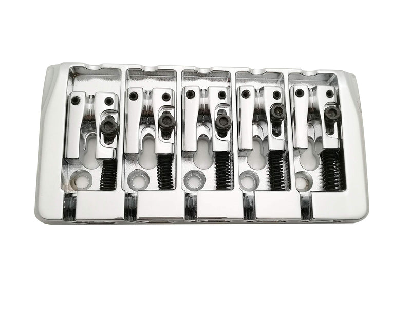 Guyker 5 String Bass Bridge with Locking Zinc Saddles – Dual Load Type A Bridges String Space 19mm Replacement for Jazz Bass or Precision Electric Instruments (Chrome) Chrome