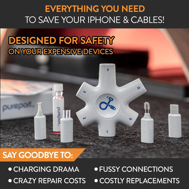 iPhone Cleaning Kit - The Original - iPhone Cleaner Multi-Tool | Repair & Restore iPhone & iPad Charging Ports, Lightning Cables & Connectors | Fix Unreliable Charging | As Seen on USA Today For iPhone/iPad (Lightning Connector)