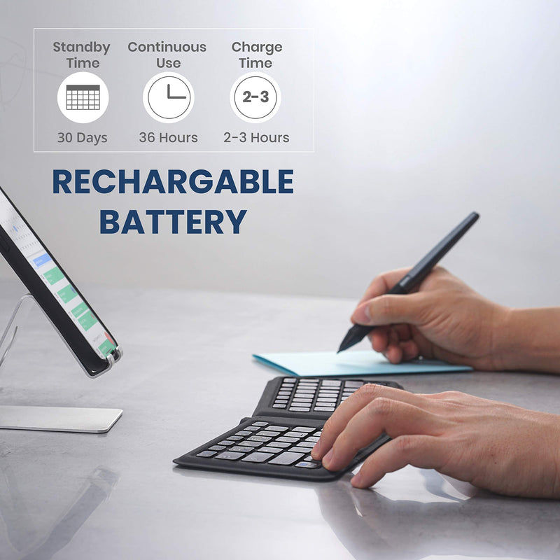 Perixx PERIBOARD-805E US, Wireless Foldable Ergonomic Bluetooth Keyboard, Ultra-Thin X Type Keys, Compatible with iOS, Android, or Windows Smartphone, Tablet, or Laptops, US English