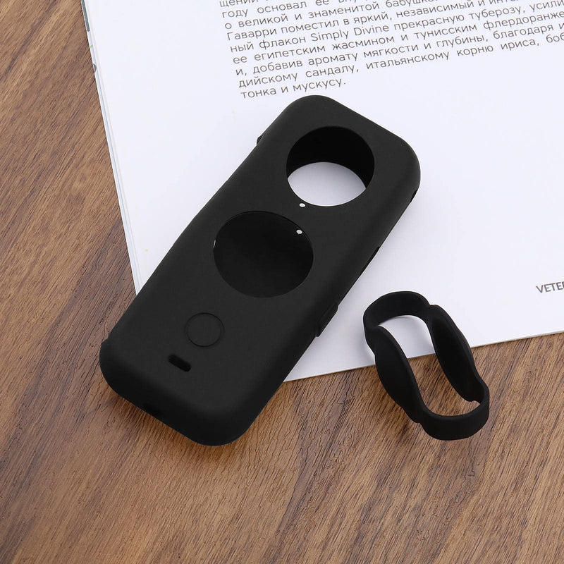 [AUSTRALIA] - Create idea Set with 2Pcs Body Cover Protector Lens Cap Protector Replacement Compatible with Insta 360 ONE X2 Camera Silicone Camera Case Black 