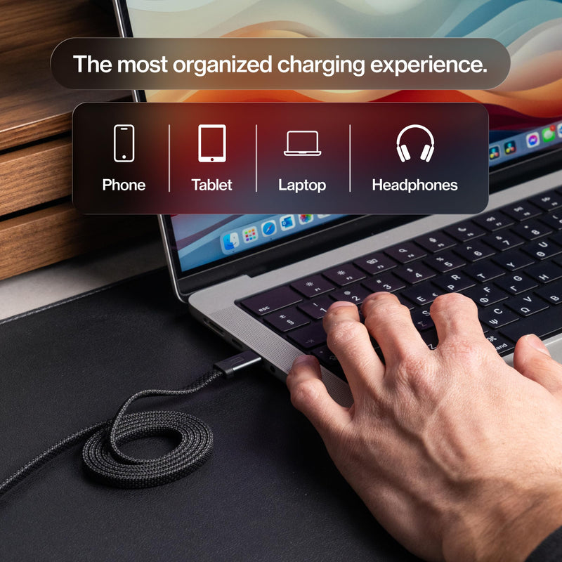 Statik MagStack Slim Pro USB C to C Flat Coil Magnetic Charging Cable, 100W | Flat Magnetic Coiling, Travel-Friendly, Nylon Braided Tangle-Free for iPhone and Android, Data Transfer, 3FT Black, 3 Pack 3.3FT (3 Pack) USB-C to USB-C
