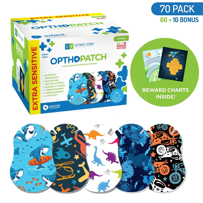 Infants Extra Sensitive Adhesive Eye Patch Boys 70 Pack Series II 70 Count (Pack of 1)