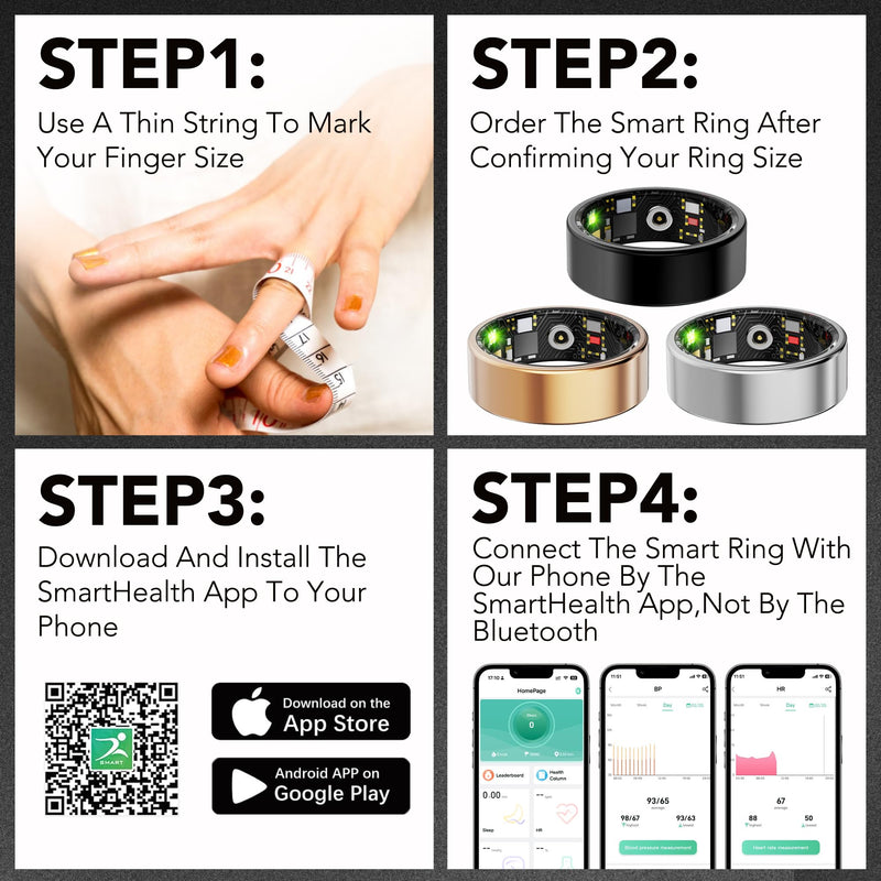 Smart Health Ring Fitness Tracker for Men Women, Sleep, Stress & Activity Monitoring, IP68 Waterproof, Long Lasting Battery, No Subscription Fees, Warm Gold 14