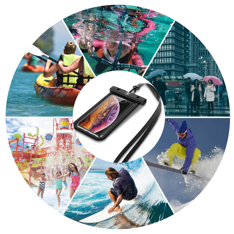 Njjex Waterproof Phone Pouch Floating Case Cell phone Dry Bag For Samsung Galaxy S24 Ultra S23 S22 S21+ S20 S10 S9 Note 20 A13 A03s A02s A12 A32 A14 A15 A23 A71 iPhone 15 Pro Max 14 13 12 11 Xr X 8+ 7 Black