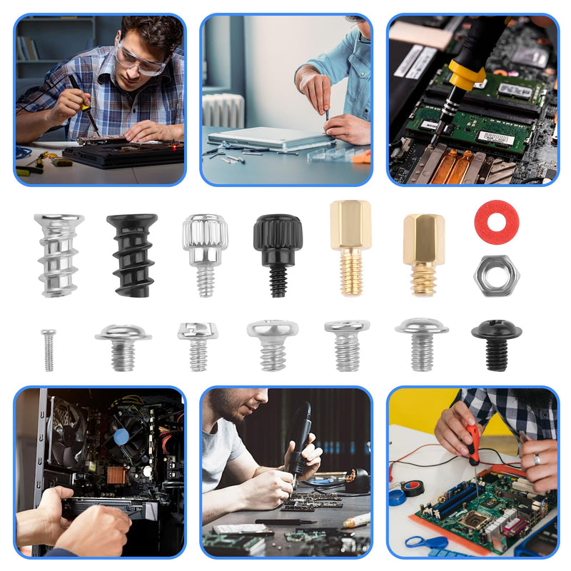 502PCS PC DIY Screw Kit, Assorted Size Screws Nuts Washers for Computer Building, Case Modding, Gaming PC Upgrade & Laptop Repair - Portable Metal Fastener Set