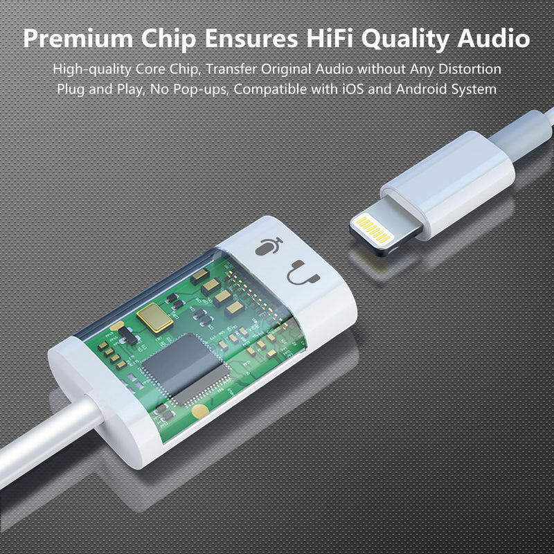 USB C to Lightning Audio Adapter, USB Type C Male to Lightning Female Earphone Converter Compatible with iPhone 16/16Pro/15/15Pro, iPad Pro, iPad Air 6/5/4, MacBook and More (Audio Only, No Charge) White
