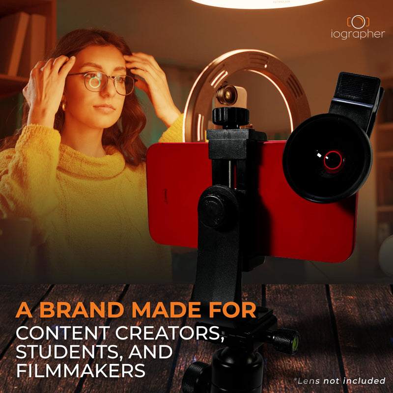 iOgrapher Compact and Portable Lens Clip-On - Easy to Use, Compatible with 37mm Lenses - Seamless Attachment, Durable Material and Steady Grip for iPhone & Android (Lens Not Included)