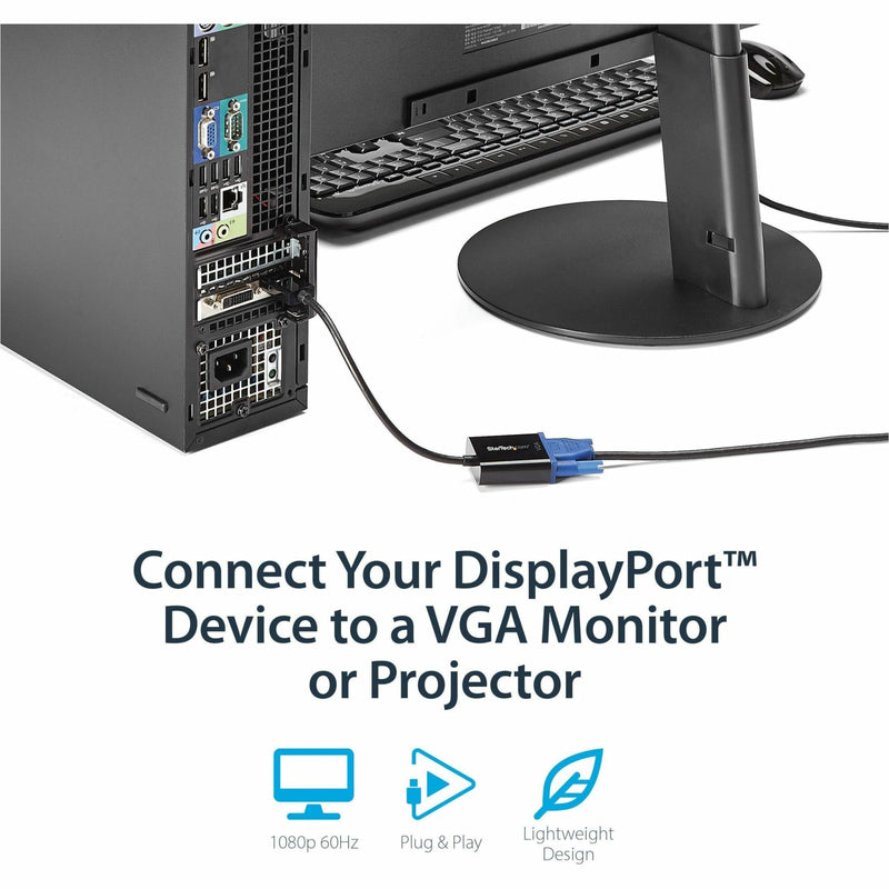 StarTech.com DisplayPort to VGA Adapter - Active DP to VGA Converter - 1080p Video - DP/DP++ Source to VGA Monitor Cable Adapter - DP to VGA Adapter Dongle Digital to Analog - DP 1.2 to VGA (DP2VGA3) 1 Pack