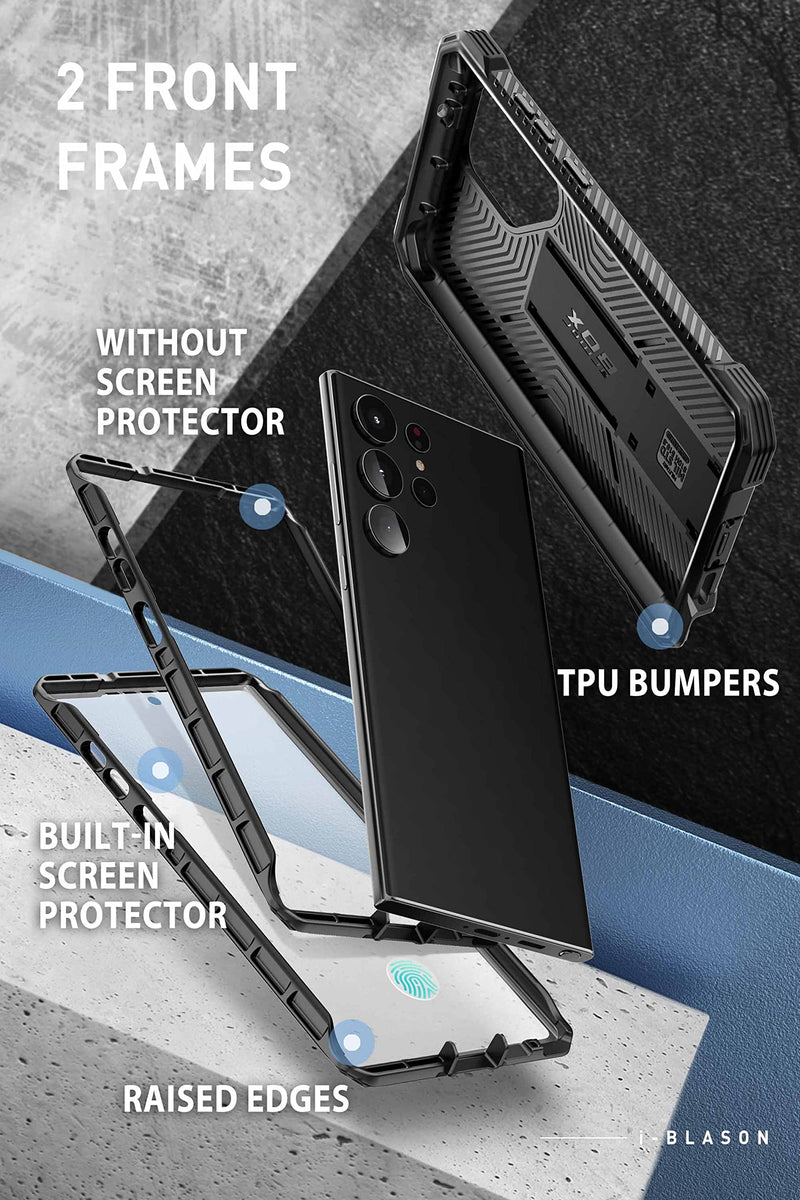 i-Blason Bundle of Samsung Galaxy Watch 6/5/4 Band [44mm] & Galaxy S23 Ultra Case (Black)