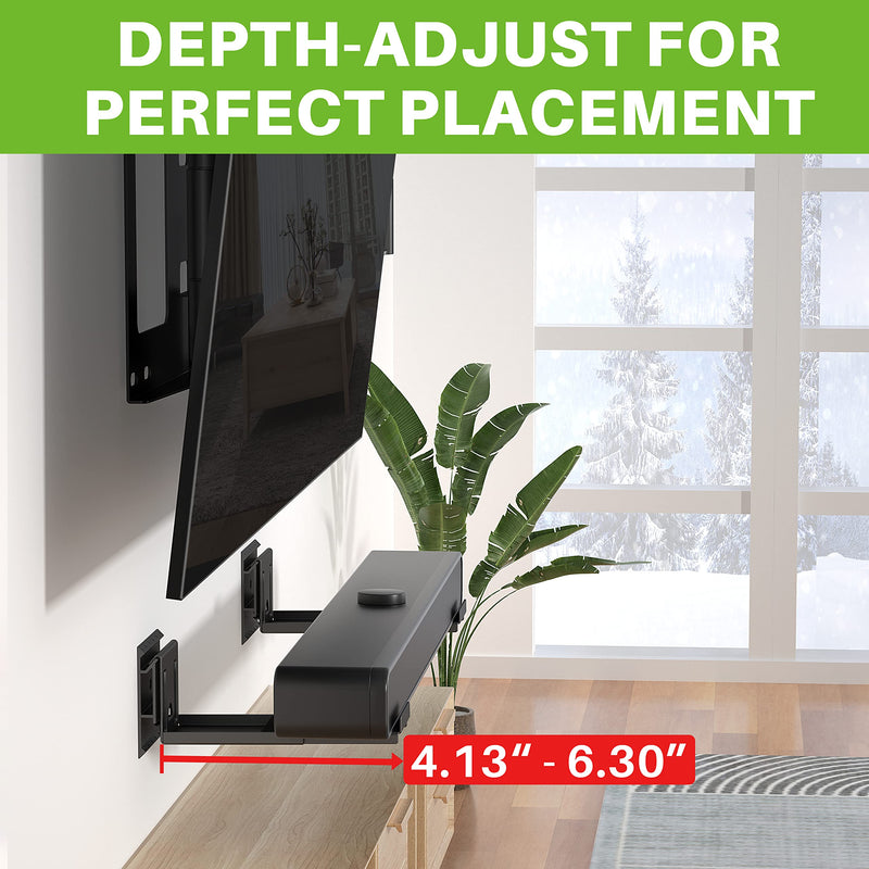 USX MOUNT Studless Soundbar Wall Mount, Universal Drywall Sound Bar Wall Brackets, Works with Most Soundbars, Holds up to 22 Lbs, Depth Adjustable 4.13-6.3'', Removable and Lockable