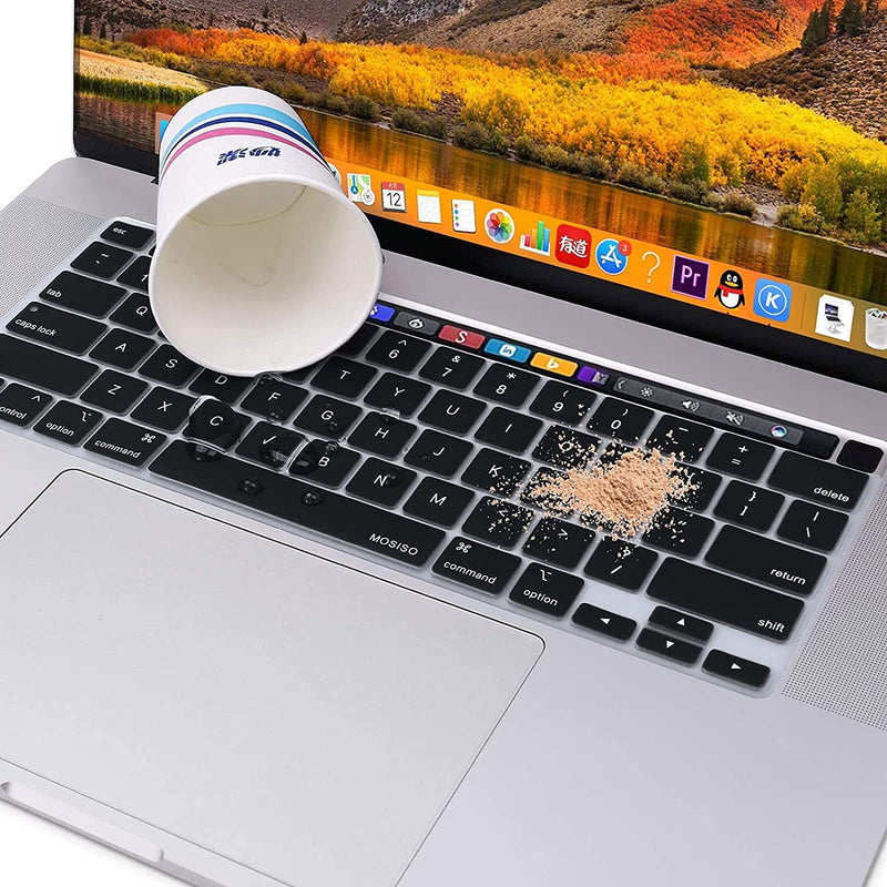 [AUSTRALIA] - MOSISO Keyboard Cover Compatible with MacBook Pro 13 inch M2 2023, 2022, 2021 2020 M1 A2338 A2289 A2251&Compatible with MacBook Pro 16 2020 2019 A2141 Touch ID,Protective Silicone Skin, Black 