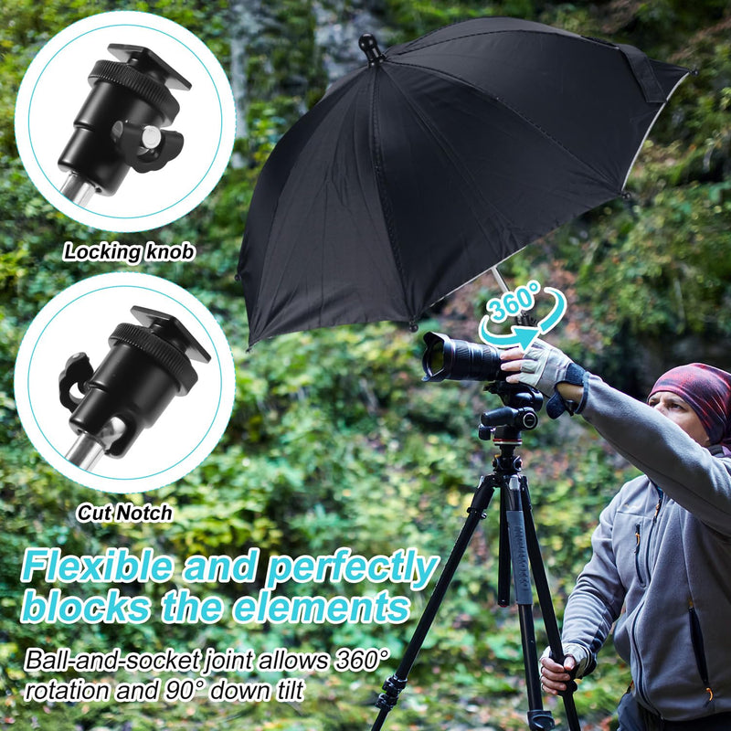 [AUSTRALIA] - Camera Hot Shoe Umbrella, Waterproof Camera Umbrella DSLR Camera Sunshade Rain Cover Protector for Canon Rebel T8i, T7, T7i, T6i, T6, SL3, SL2, EOS 90D, 80D, 2000D, 5DM4, Nikon Z9 