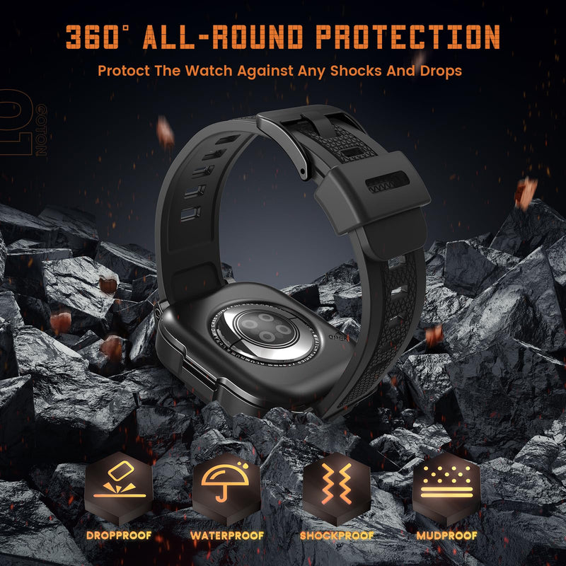 Goton 3 in 1 Waterproof Case and Band with Tempered Glass Screen Protector for Apple Watch Series 9 8 7 6 5 4 SE Ultra 44mm 40mm 45mm 41mm 49mm, Bumper Cover for iWatch Accessories, 40mm