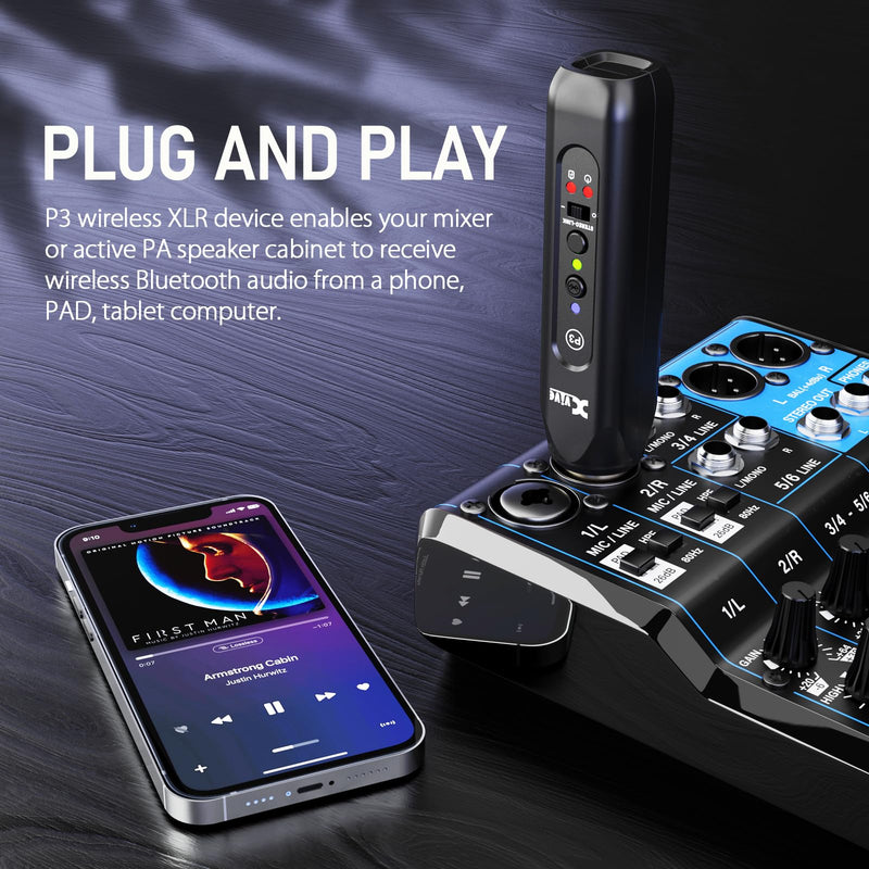 Xvive P3 Wireless XLR Bluetooth Receiver, Bluetooth Adapter for Speakers, Audio Mixer, PA Systems, DJ System(P3 XLR) P3 XLR BLUETOOTH