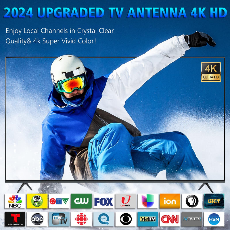 2025 TV Antenna for Smart TV,TV Antenna Support 4K 1080p TVs-TV Antenna for Local Channels with Amplifier and 360° Signal Booster,TV Antenna Indoor 1500 Miles-Smart HD TV Antennas with 25ft Coax Cable Black