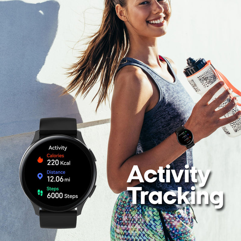 3Plus Callie Smartwatch with 1.43" Round AMOLED Display/Answer & Make Calls/Sleep Monitoring/Heart Rate/IP68 Waterproof/100+ Workout Modes/Quick Reply/iOS and Android