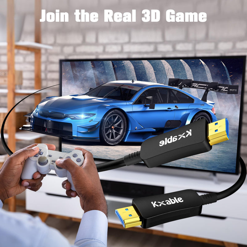 8K HDMI Fiber Optic Cable 150FT, HDMI 2.1 48Gbps Ultra High Speed Cord, 8K@60Hz, 4K@120Hz, 3D Dynamic HDR/eARC/HDCP 2.3, Compatible with Laptop/Monitor/Projector, PS5, Xbox, HDTV, Blu-ray & More