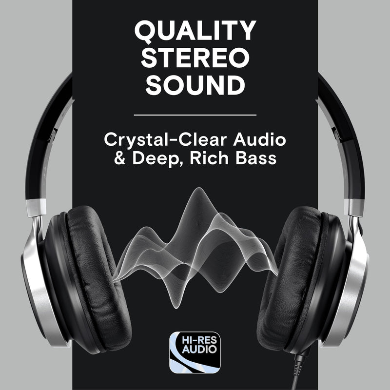 [AUSTRALIA] - ARTIX CL750 On-Ear Headphones Wired with Mic — Noise Isolating Plug in Headphones, Computer Headphones with Microphone, Headphones for Laptop, Headphones Corded, Headphones with Cord (Aux Jack 3.5mm) Black 