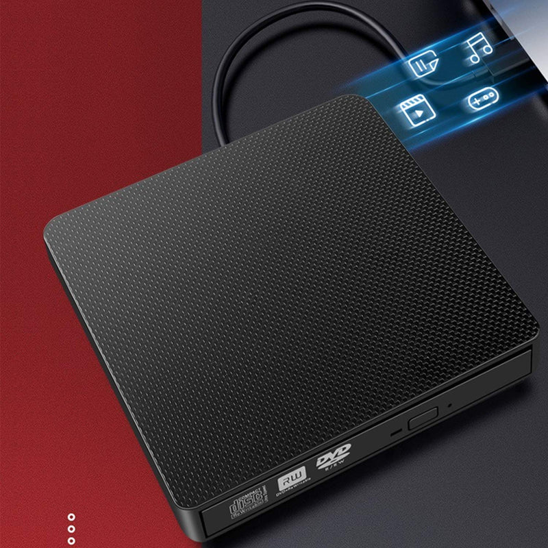 YMY External CD DVD Drive for Laptop, USB3.0 and USB-C 2 in 1 Portable DVD Player CD Burner Reader Writer for Desktop PC Windows 11/10/8/7 Linux Mac OS, Black