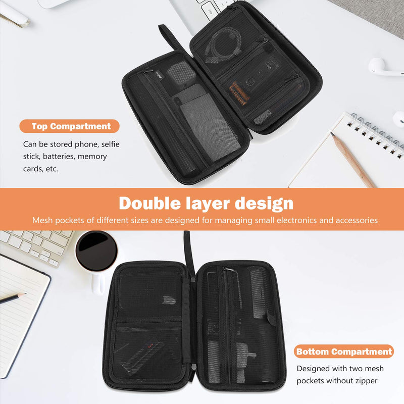 ProCase Hard Travel Tech Organizer Case Bag for Electronics Accessories Charger Cord Portable External Hard Drive USB Cables Power Bank SD Memory Cards Earphone Flash Drive -Black Black