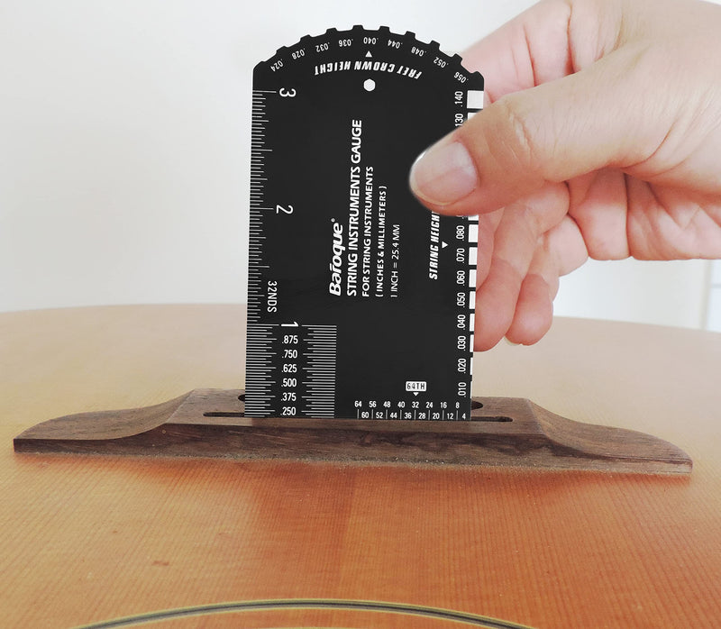 Baroque Stringed Instrument Action Ruler Gauge Luthier Measuring Tool for Electric Acoustic Guitar Bass Ukulele Mandolin Banjo SIG-10