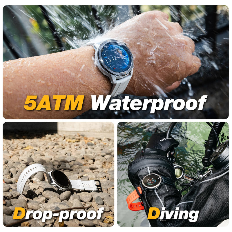 AGM Legion Rugged Smart Watch, 5ATM Waterproof, Shockproof & Drop-Proof | 100+ Sports Modes, Bluetooth Calling, Compass, Barometer & Altimeter, 1.43” AMOLED Display, Heart Rate & Sleep Tracking 1.43-inch